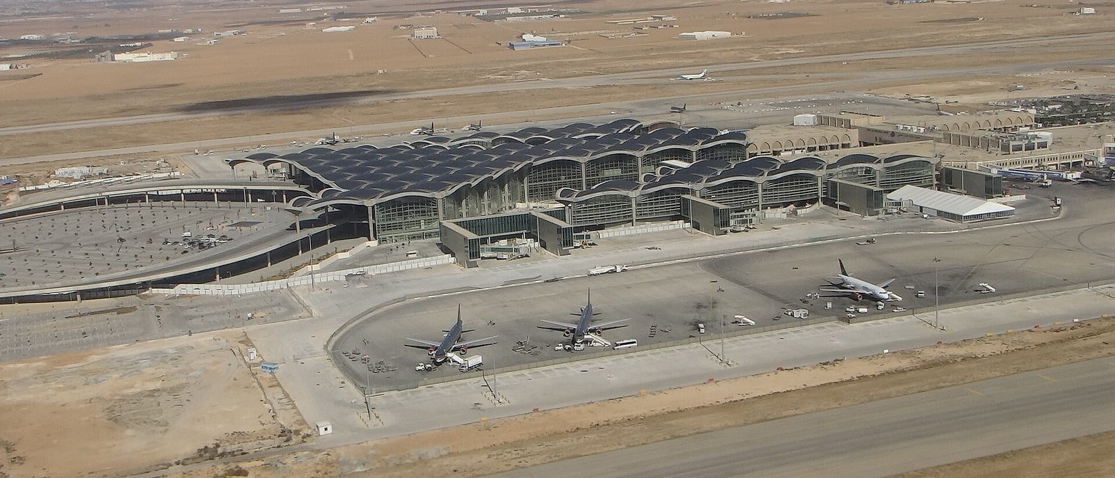 The Queen Alia airport terminal seen from the air