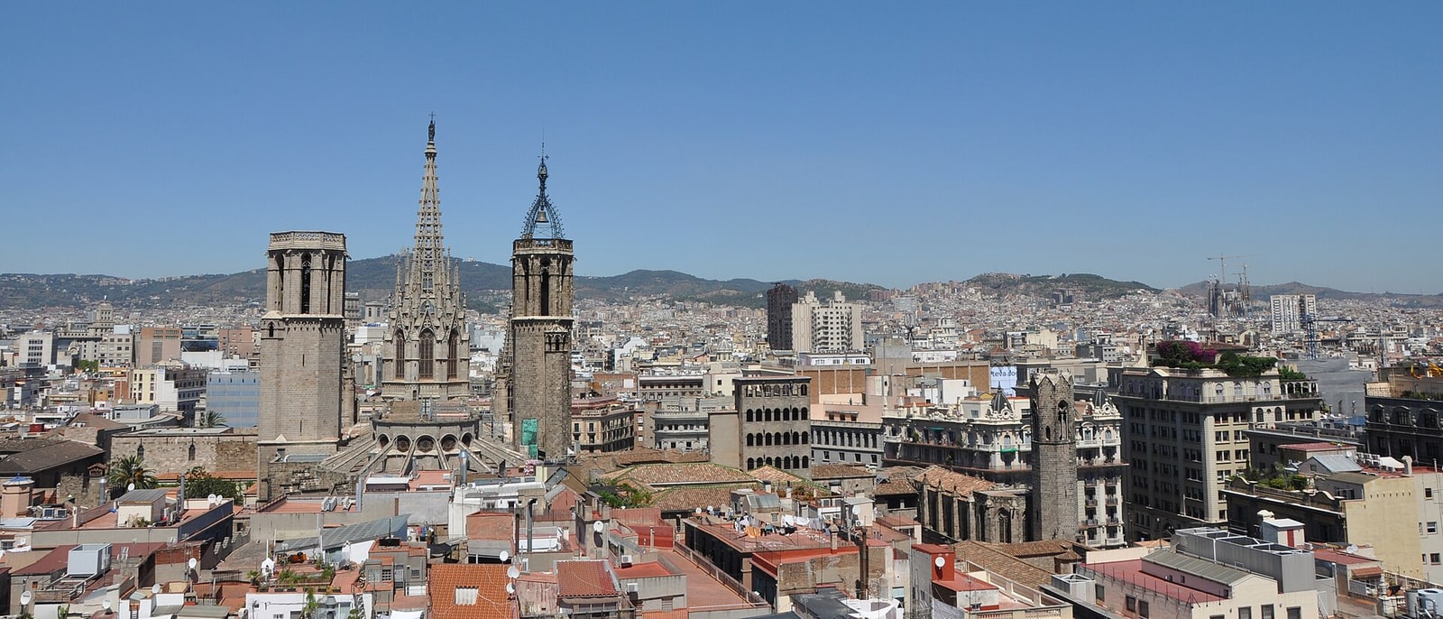 Barcelona’s cathedral rising above the rooftops of the Gothic Quarter