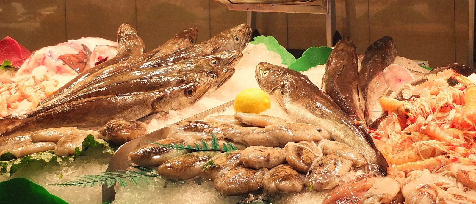 A fish stall in the Boqueria market