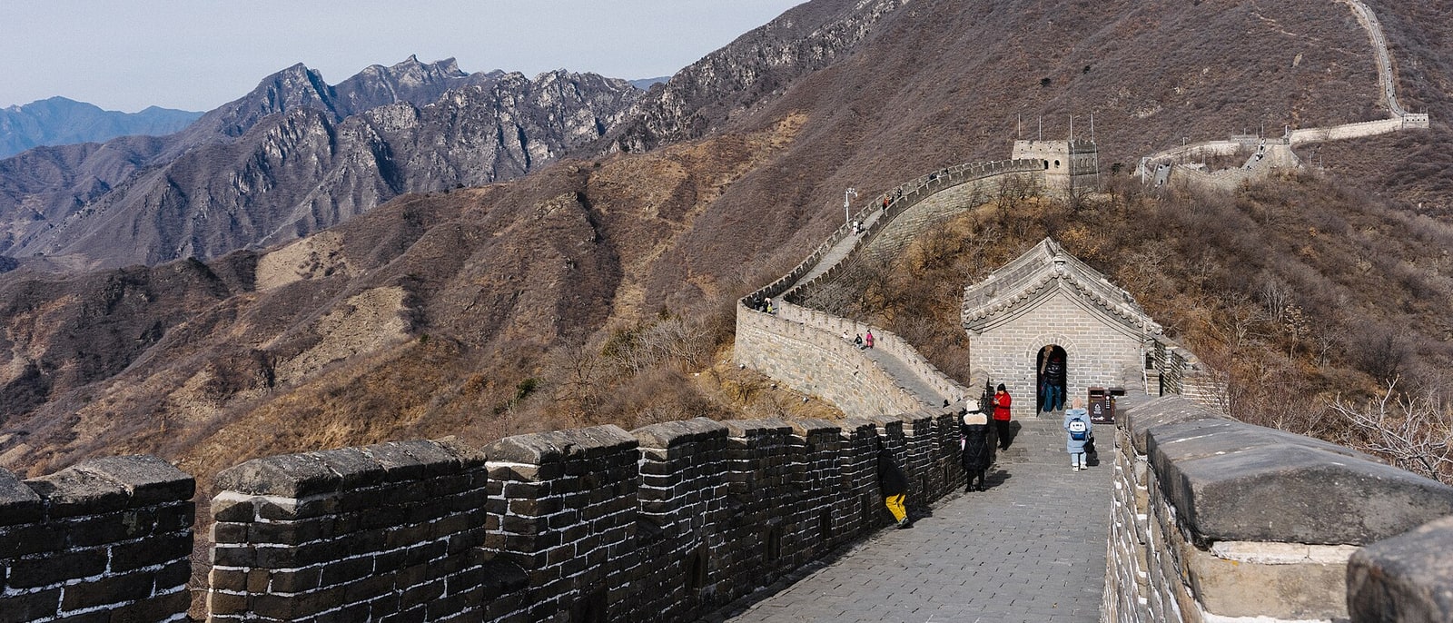 The Mutianyu stretch of the Great Wall, riding up and down the wooded ridge