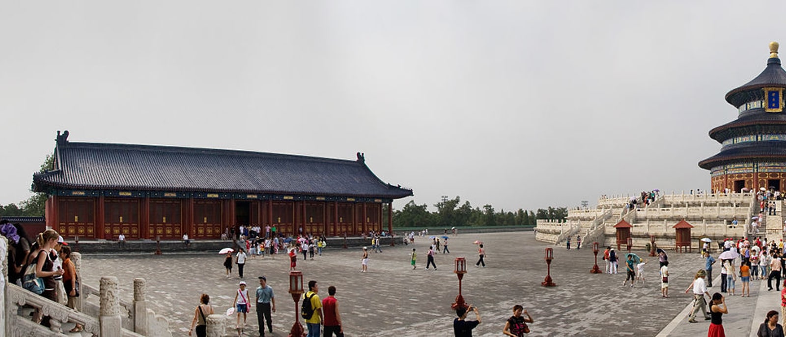 The Temple of Heaven, round and blue, at the end of its esplanade