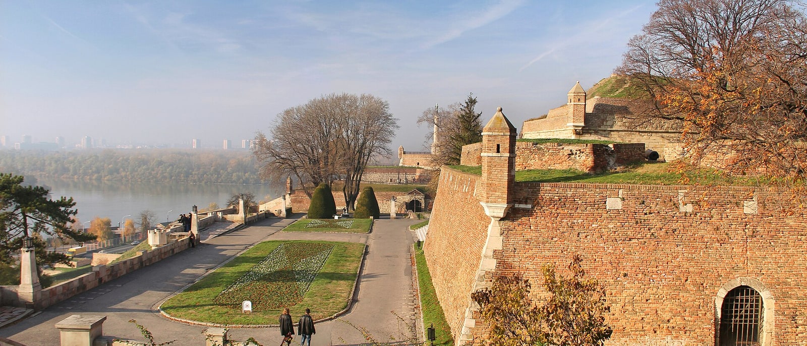 The Kalemegdan walls above the mist on the Danube