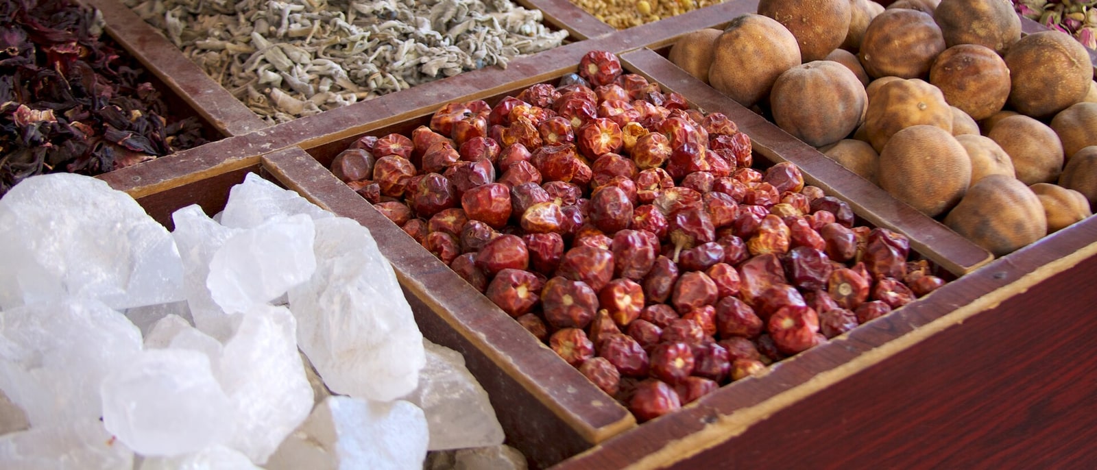 Spices, dried limes and nuts in the Deira souk