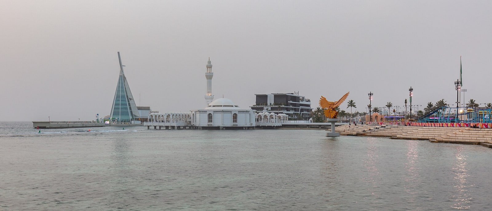 The Al-Rahmah mosque, built out over the water