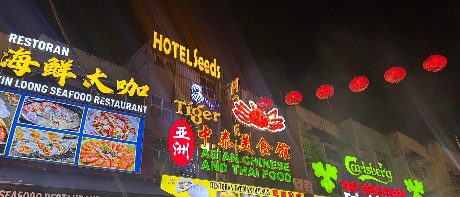 The illuminated restaurant signs of Jalan Alor