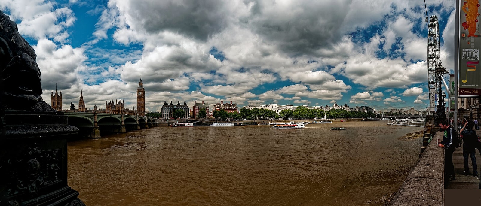 The Thames with Westminster, Big Ben and the London Eye in one view