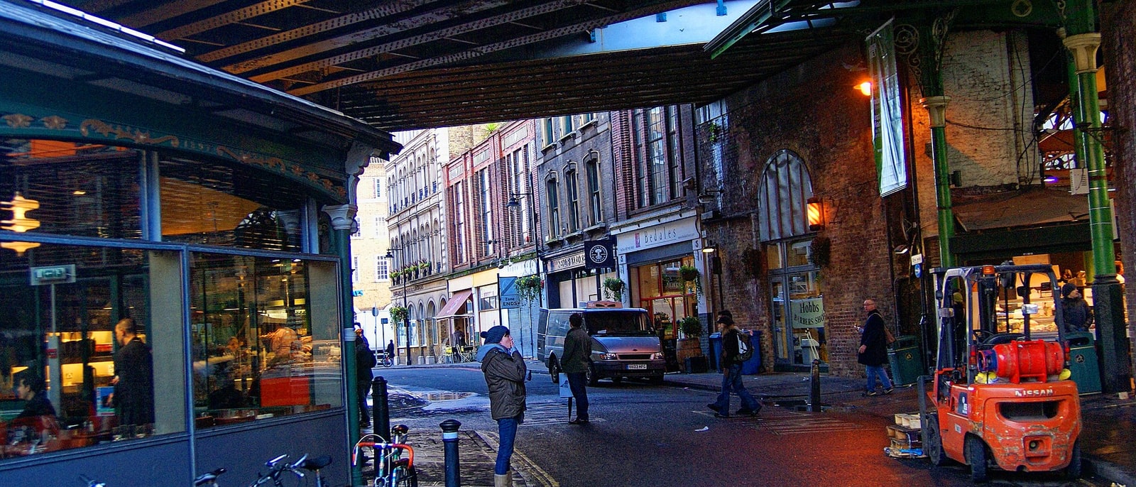 The Borough Market street under the railway viaduct girders