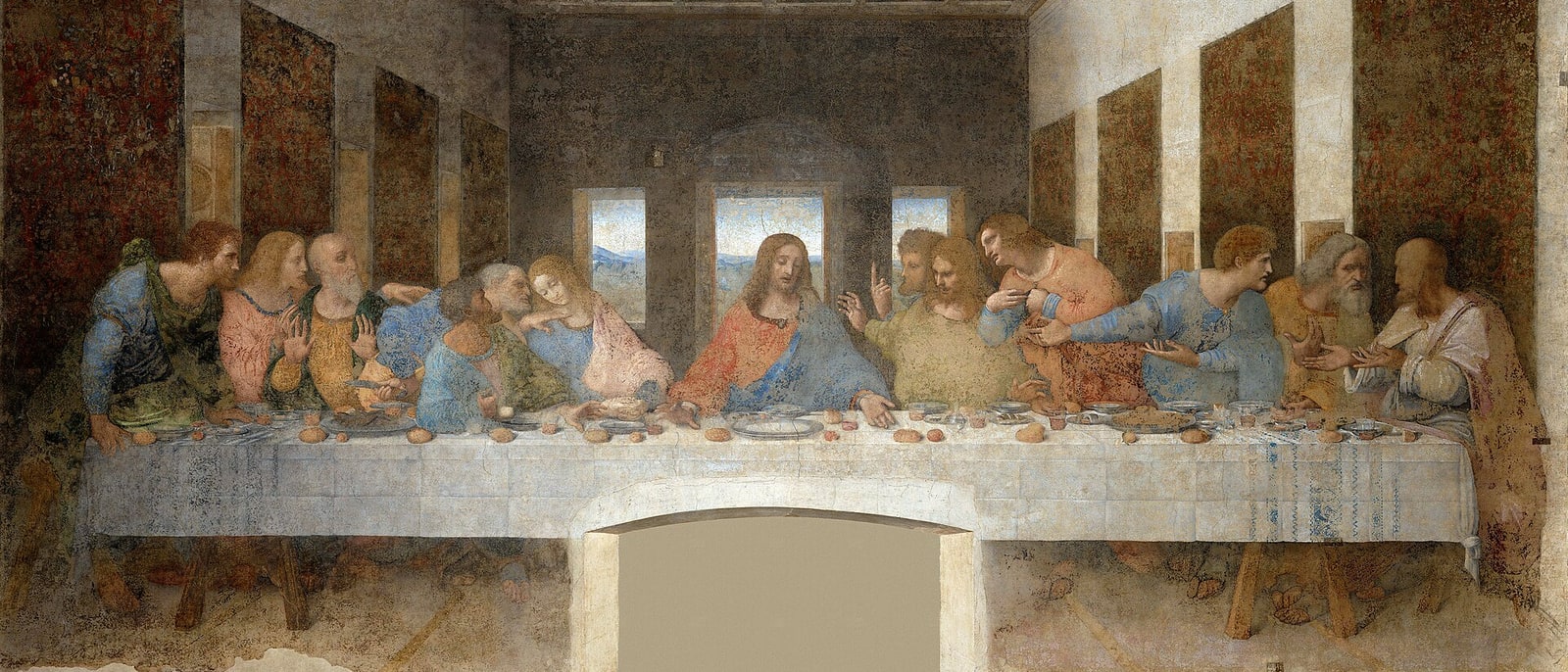 La Última Cena de Leonardo, pintada entre 1495 y 1498 en el refectorio de Santa Maria delle Grazie