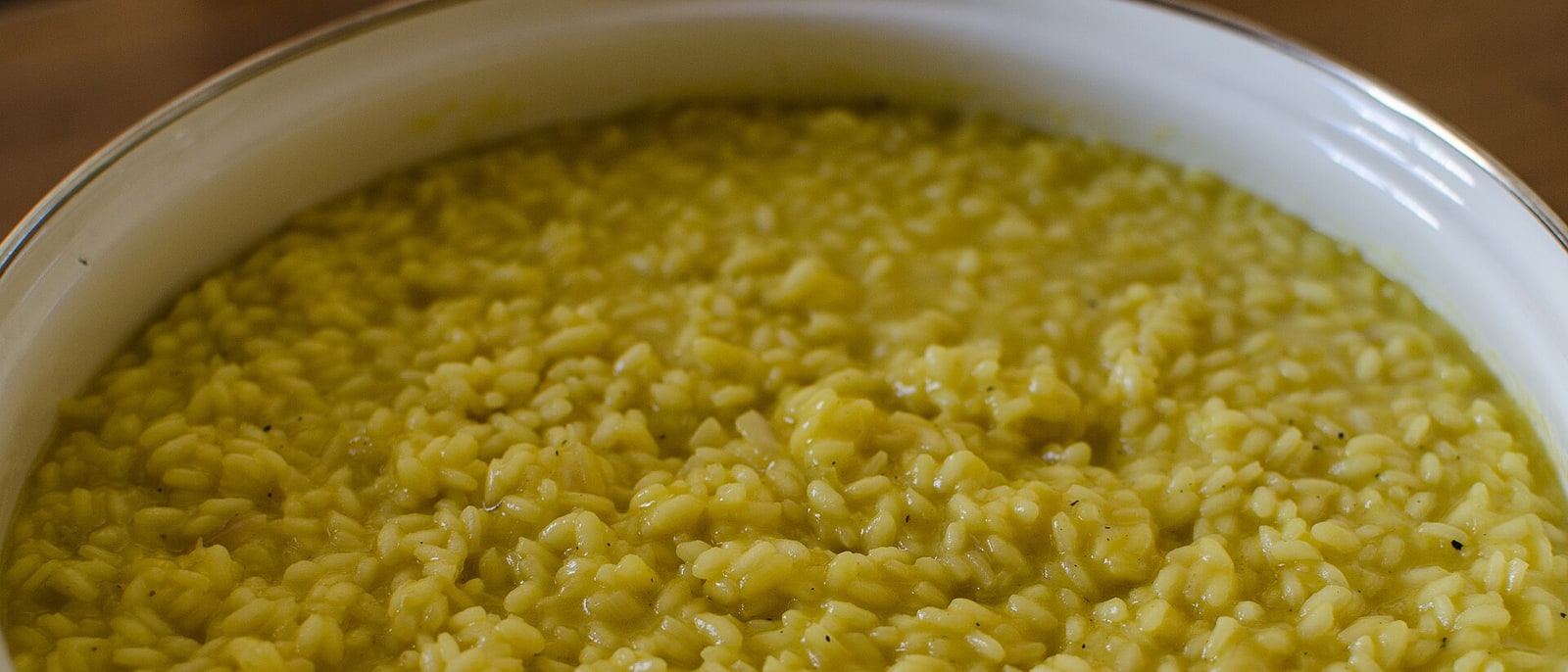 A risotto alla milanese, yellow with saffron