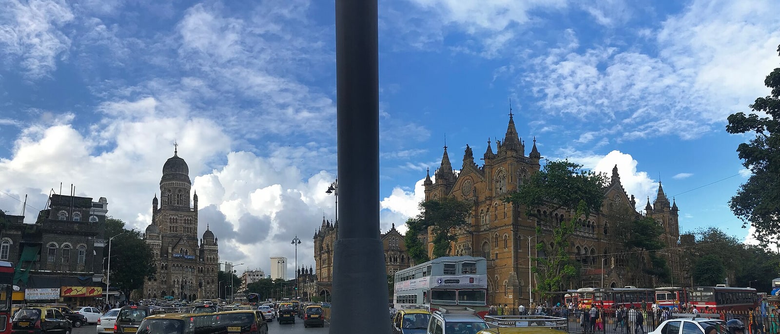 The buildings of south Mumbai, the station behind