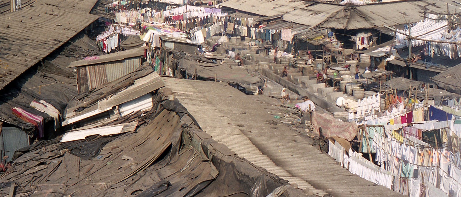 The open-air laundry of Dhobi Ghat, washing hung out to dry