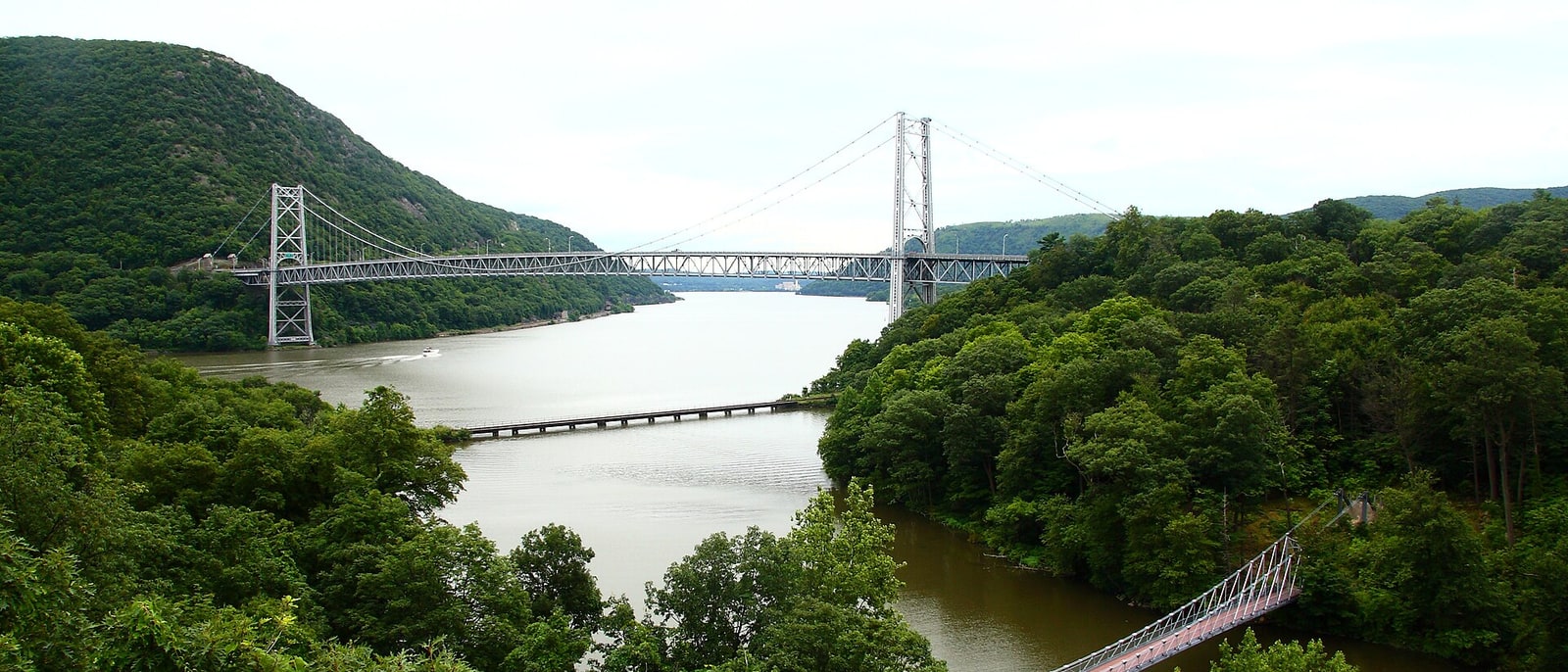 Bear Mountain Bridge crossing the Hudson, upriver from the city