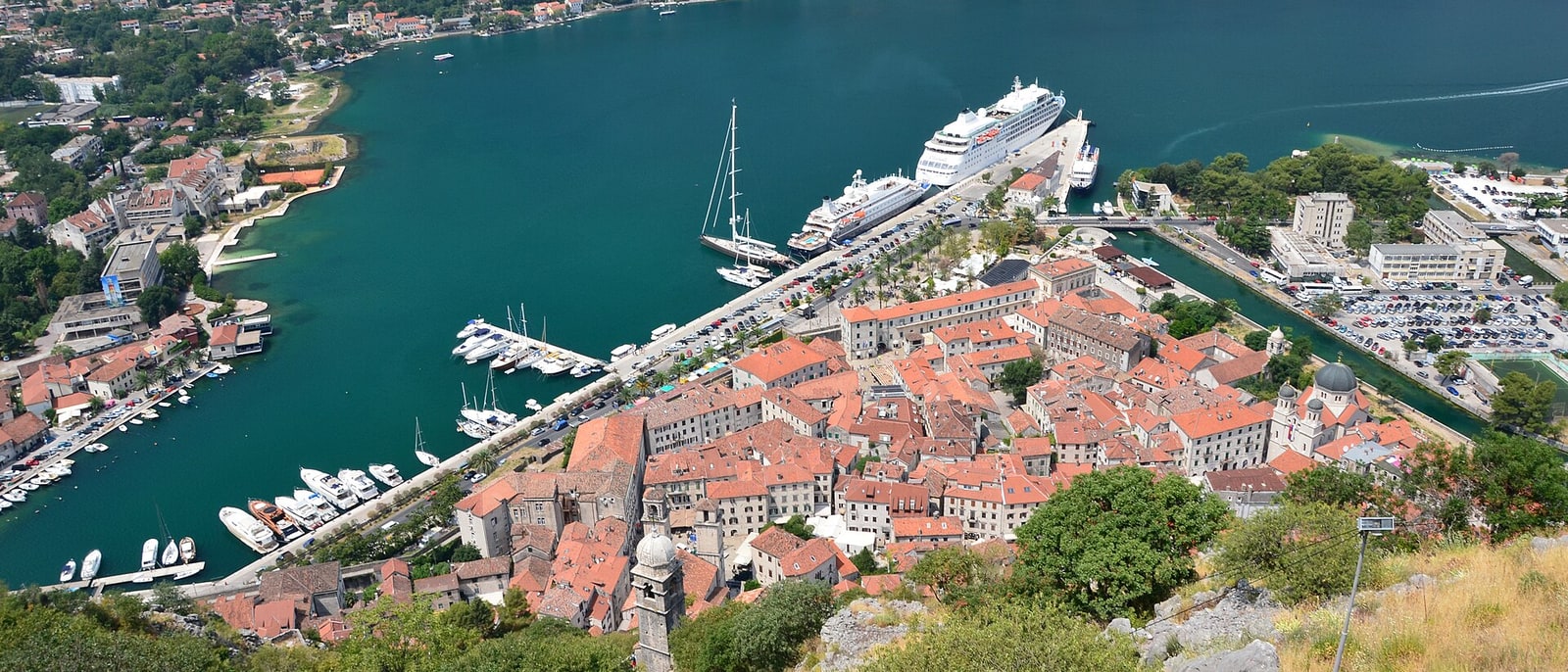 Kotor's old town tucked into the bay