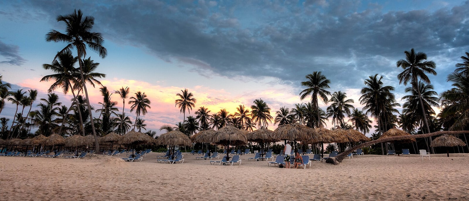 Bávaro beach at sunset, the reef breaking out at sea