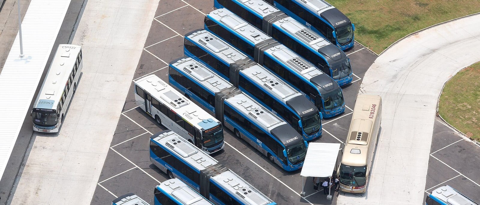BRT buses parked at their depot