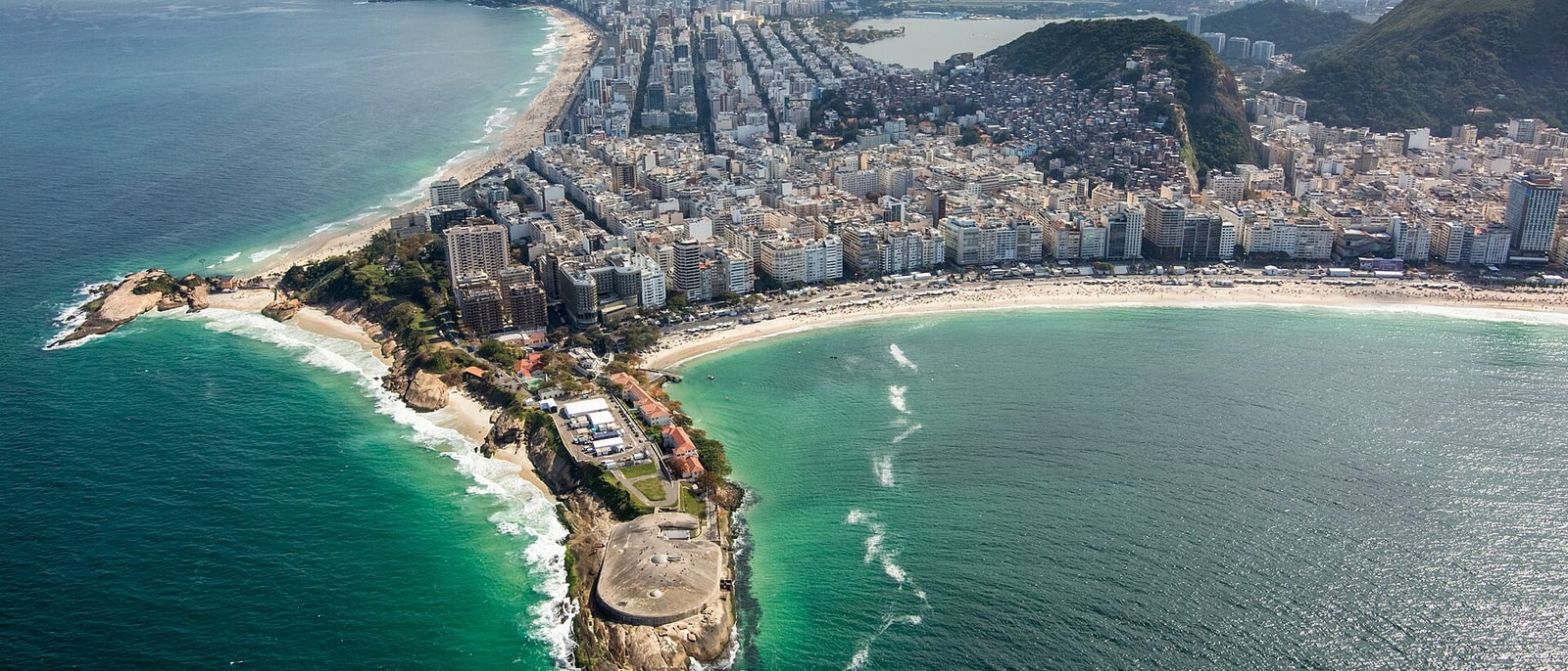 The curve of Copacabana beach seen from the fort