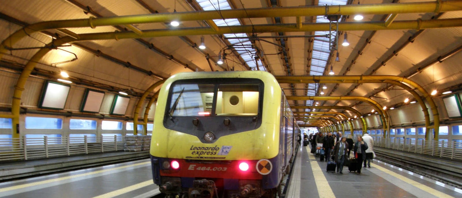 The Leonardo Express at the platform, the direct train between Fiumicino and Termini
