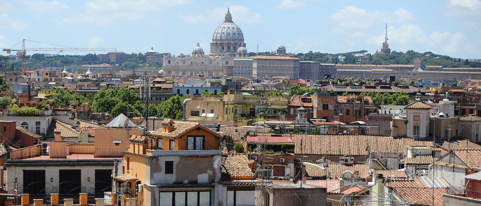 The roofs of Rome with St Peter’s dome at the centre: already in the other country