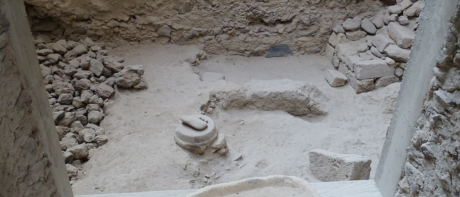 An excavated house at the Akrotiri site