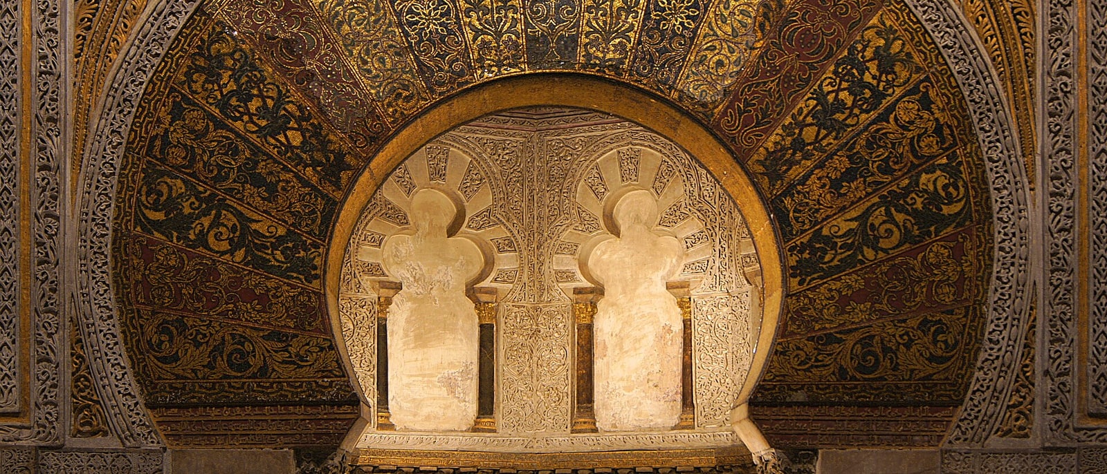 The gilded mihrab of Córdoba’s Mosque, its Byzantine mosaics glinting