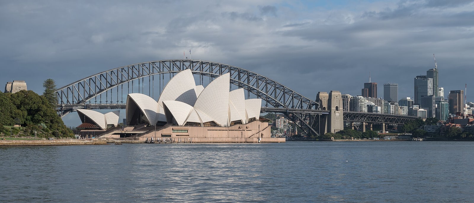 The Sydney Opera House and the Harbour Bridge from the water