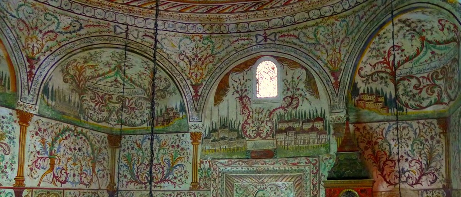 The frescoes inside the Et’hem Bey mosque, in central Tirana
