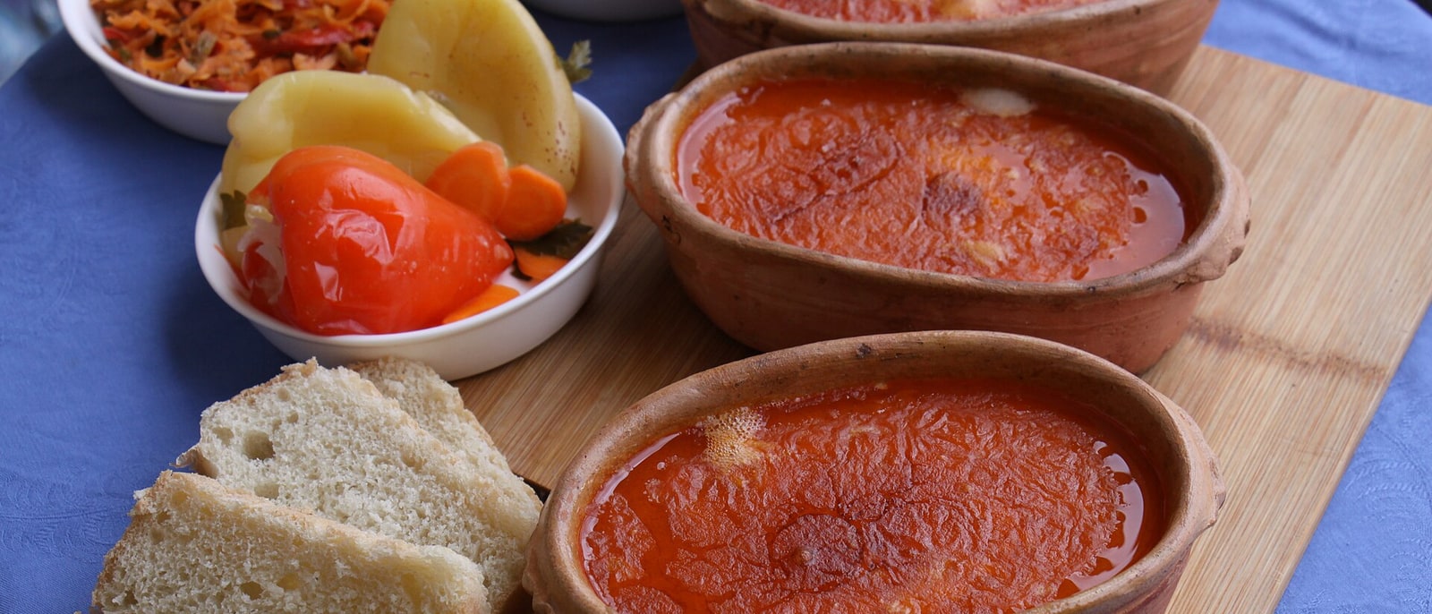 Pasule, the Albanian bean stew, served in its clay pot