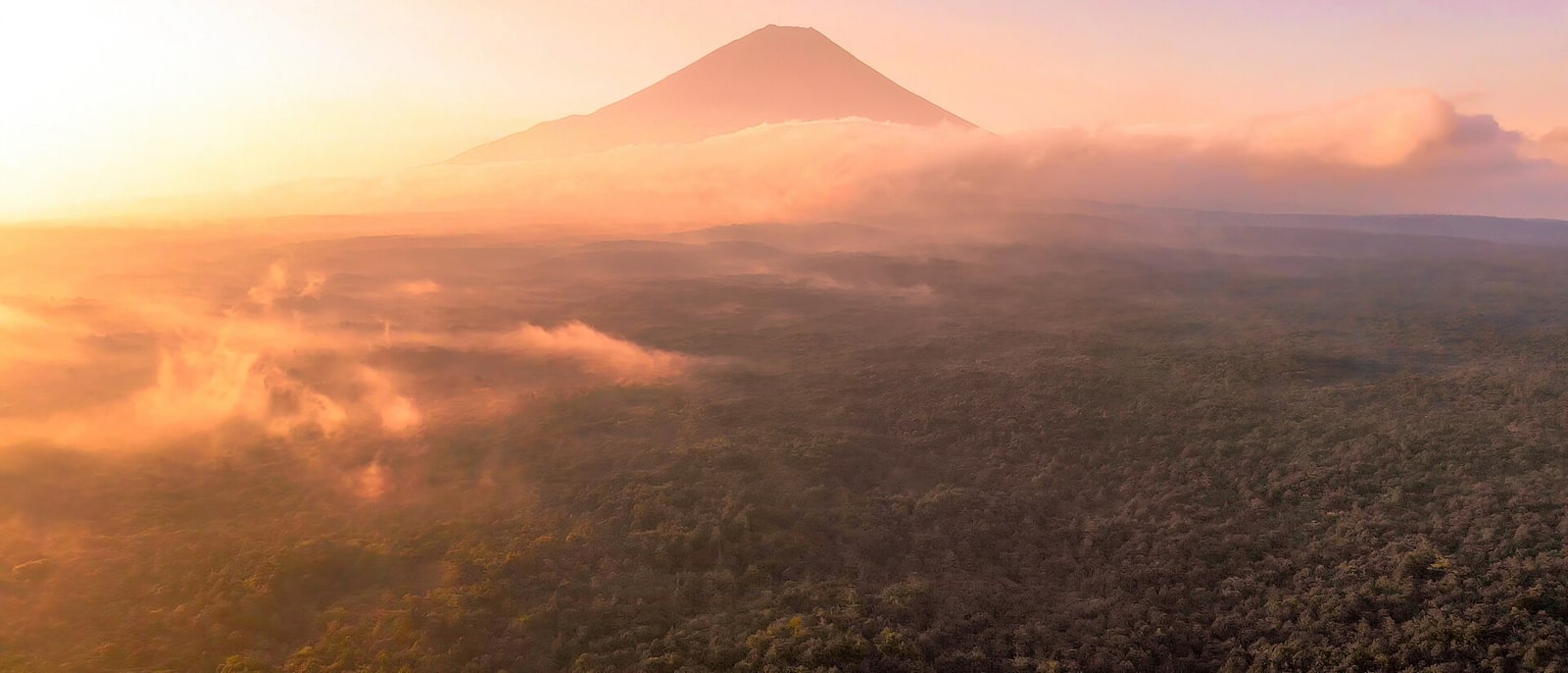 El monte Fuji al amanecer, asomando sobre el mar de nubes