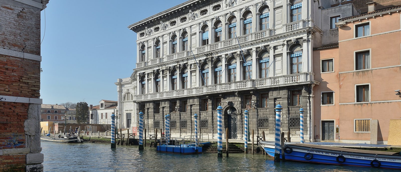 A palace on the Cannaregio canal, mooring poles in front